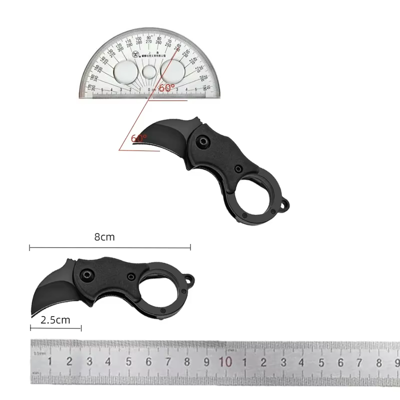 Mini cuchillo de bolsillo acero inoxidable hoja fija EDC con cadena - imagen 4