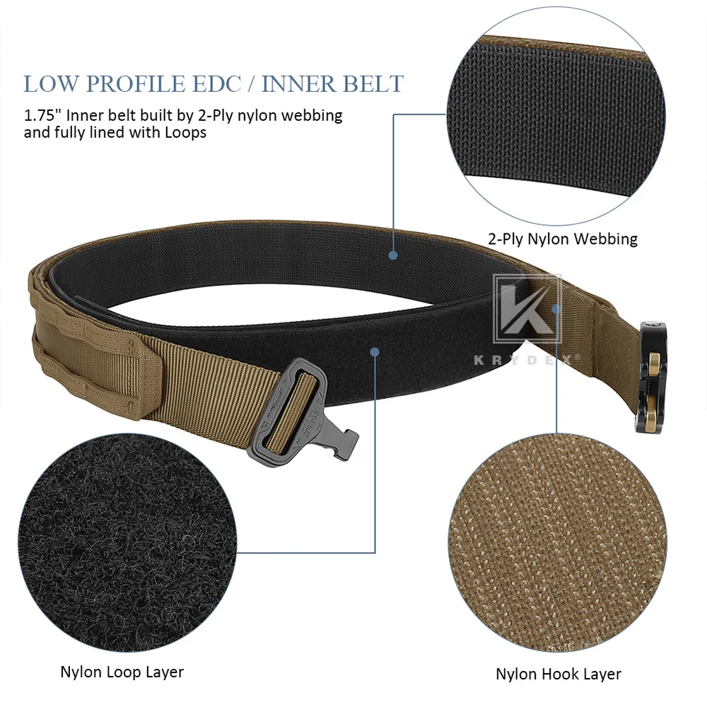 KRYDEX cinturón táctico Original Cobra hebilla Rigger hombres MOLLE cinturón 1,75 "interior 2" exterior cinturones de rango resistentes para caza al aire libre - imagen 4