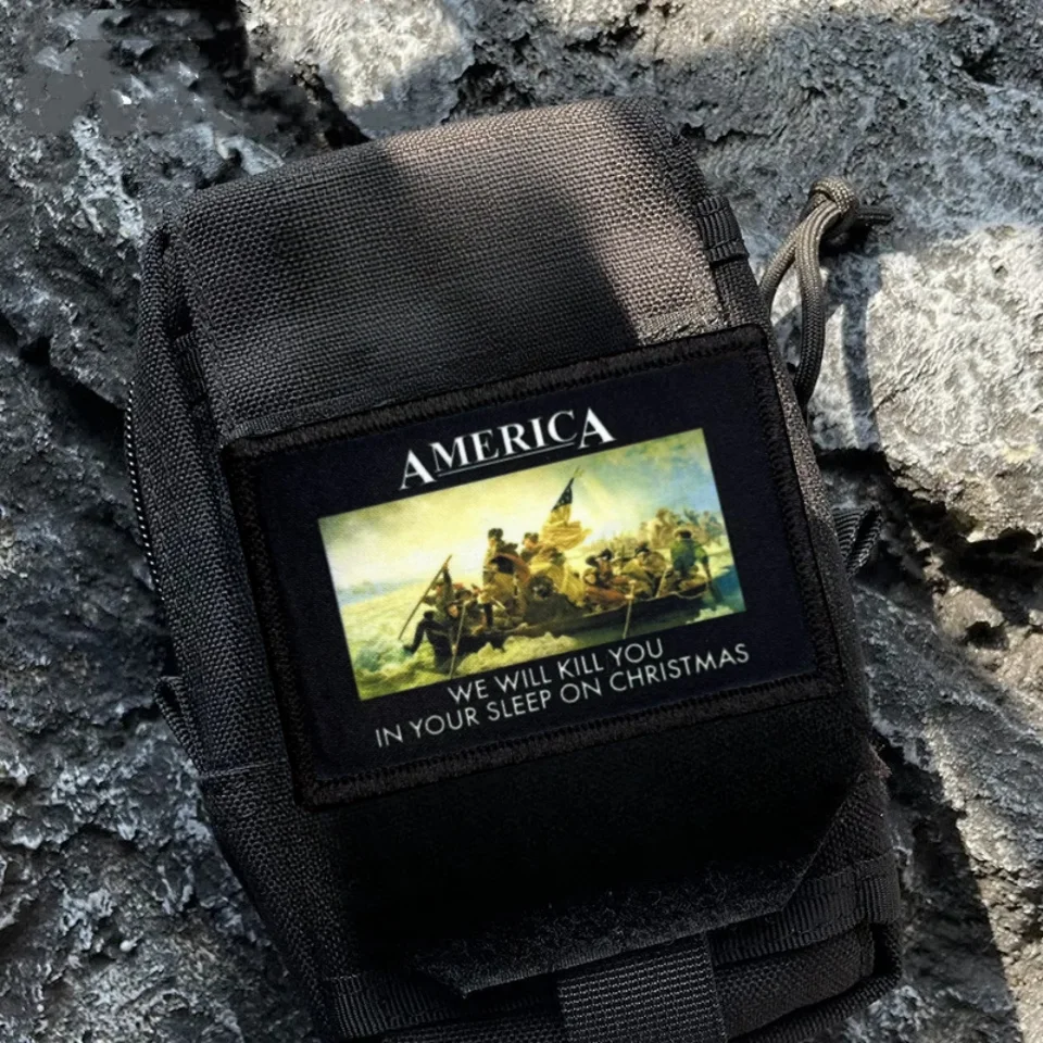 Parches tácticos de moral inspiradora de América en la ropa, parche impreso de gancho y bucle, brazalete del ejército militar, pegatinas de mochila - imagen 3