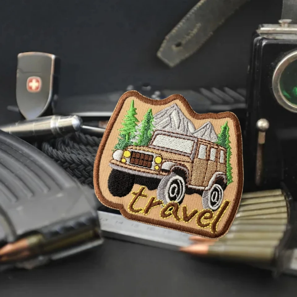 Parche de viaje, insignia de moral táctica, apliques personalizados del ejército militar, pegatina para mochila, parches de gancho y bucle bordados para ropa