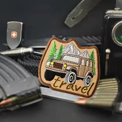 Parche de viaje, insignia de moral táctica, apliques personalizados del ejército militar, pegatina para mochila, parches de gancho y bucle bordados para ropa