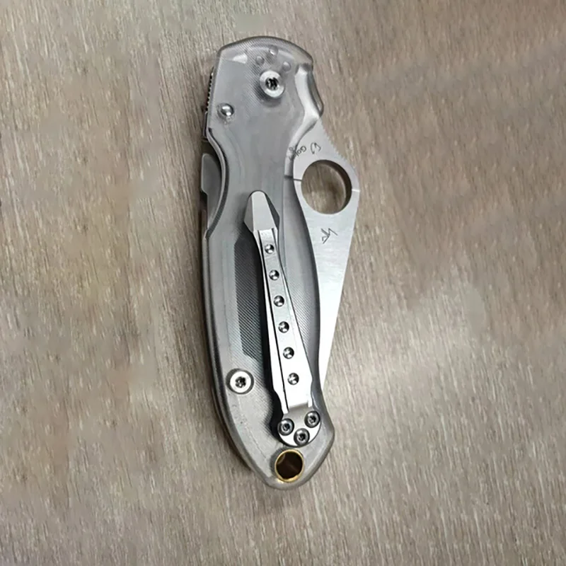 Parches de mango de escamas de cuchillo plegables de estilo acrílico transparente para cuchillos Spyderco C223, piezas de bricolaje de agarre de cuchillos Para3, 3, parabatos, 1 par - imagen 3