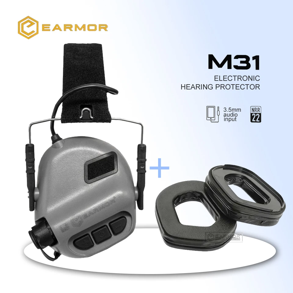 Auriculares tácticos EARMOR M31 y S03 (negro), juego de 6 colores para disparar, liquidación de ruido, auriculares con reducción de ruido de aviación