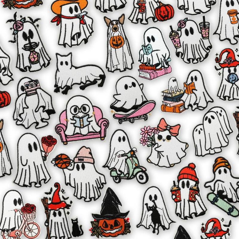 Parche bordado calabaza Halloween cosido para ropa y mochila