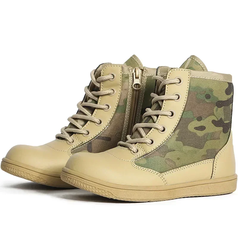 Botas militares de combate para chico, zapatos tácticos de lona para niños, zapatos de entrenamiento para acampar al aire libre, senderismo y escalada - imagen 2