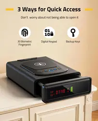 Caja fuerte biométrica con huella y carga inalámbrica LED ajustable