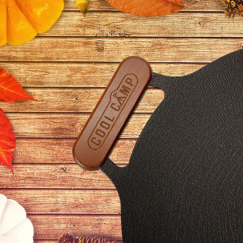 Bandeja Circular para barbacoa de estilo coreano, 2 piezas, con mango de madera, antiquemaduras, accesorios para acampada - imagen 3