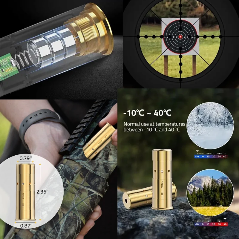 Colimador láser táctico Boresighter 12GA 20GA 5,45x39 7,62x39 9mm.308 22LR.177 9x19mm Rifle de caza láser de punto rojo - imagen 4