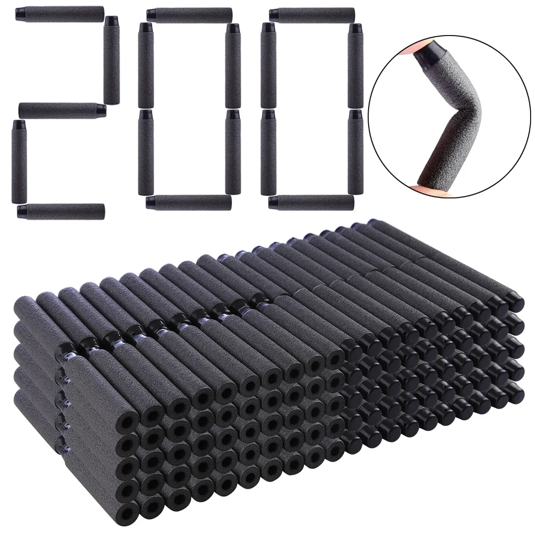 Balas blandas de piezas para pistola de juguete Nerf, balas blandas de Blaster, cabeza de agujero hueco suave, 1000x7,2 cm, color negro, 1,3 - imagen 4