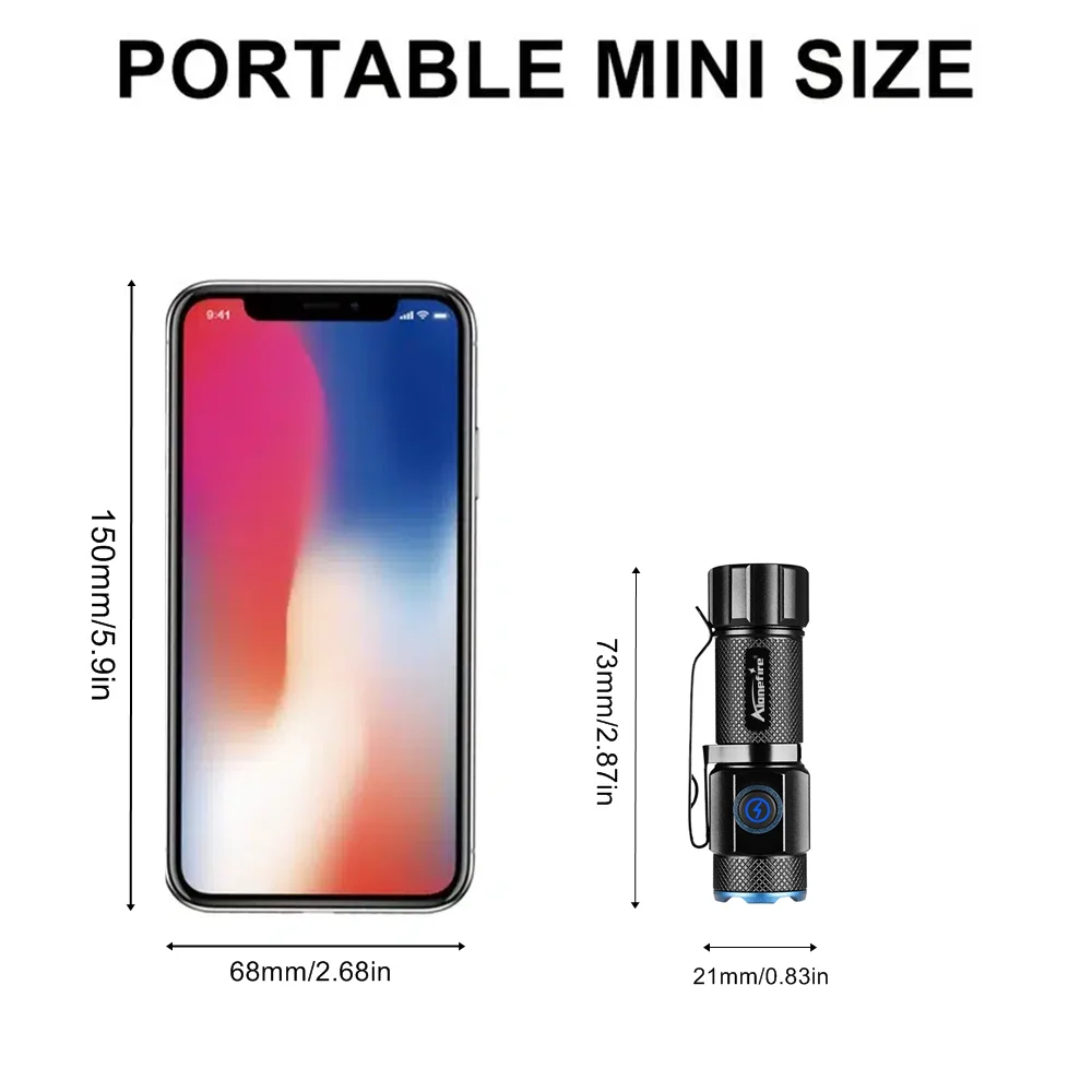 Mini linterna LED de Palma P50 de alto brillo de 6500K, linterna Usb tipo C, mochila para niños y mujeres, lámpara de trabajo para el hogar y exteriores de bolsillo - imagen 4