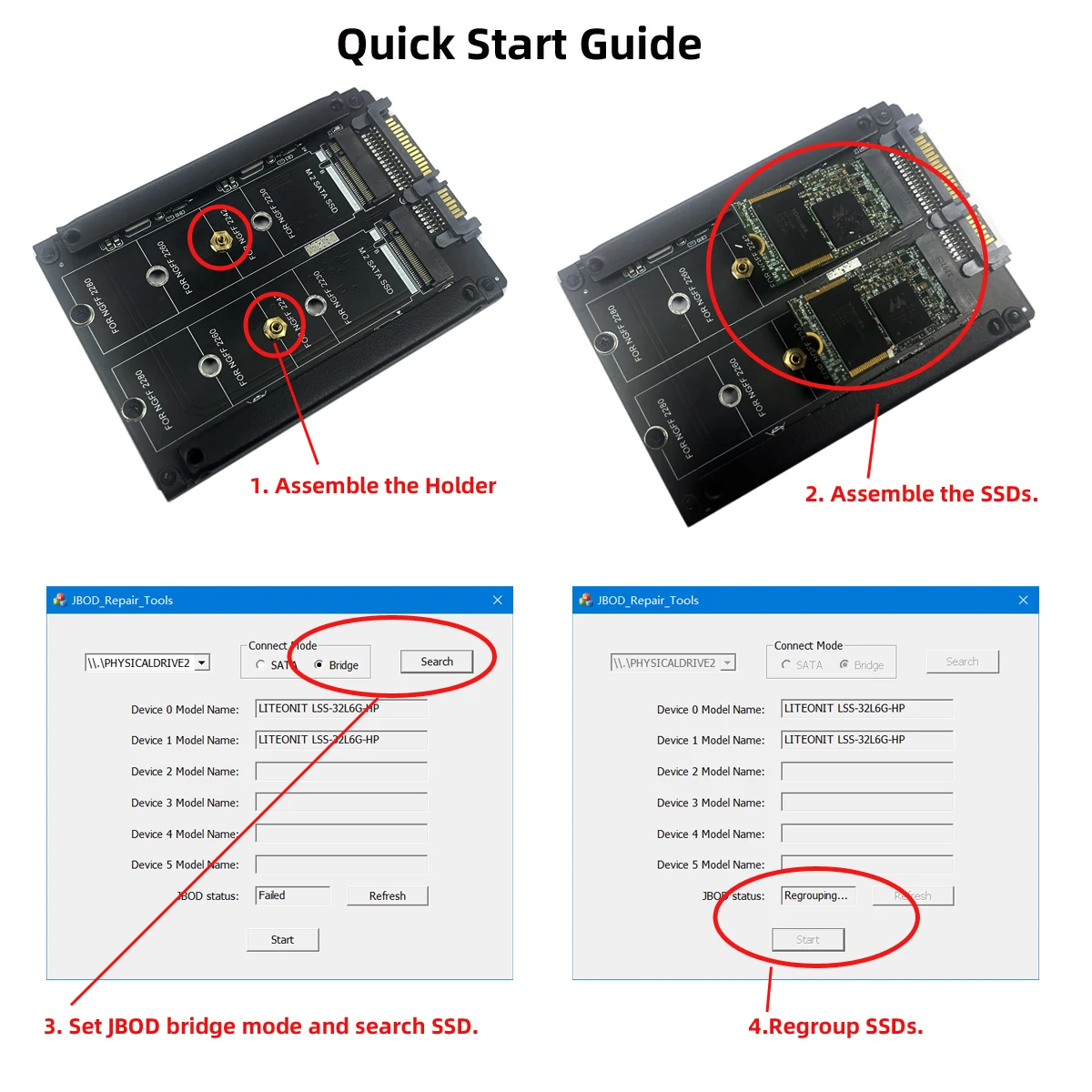 Chenyang-Tarjeta Dual JBOD Raid0 Span Bridge NGFF B + M Key M.2 SSD a SATA Combo HDD de 2,5 pulgadas - imagen 4