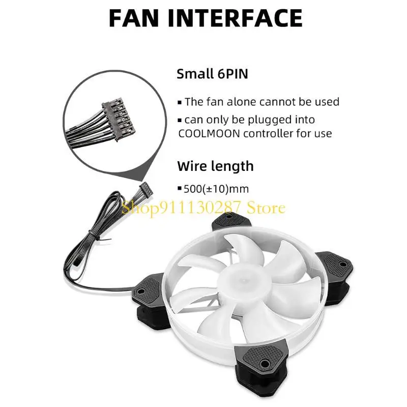 J1HC 120 mm para ventilador caja, RGB para ventiladores caja, 5 V-6 pines RGB para ventilador caja Coolmoon con C - imagen 4