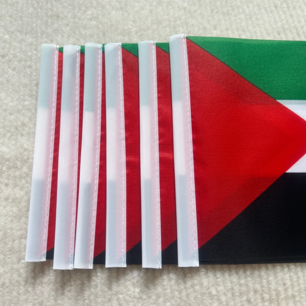 Bandera palestina pequeña ondeante a mano, 14x 21cm, pancarta palestina portátil, asta de bandera de plástico resistente a la decoloración de poliéster para eventos - imagen 4