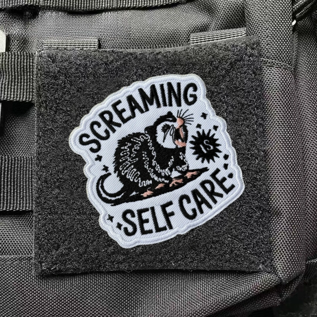 Parche de gambá para cuidado personal, insignia de moral táctica, parches de gancho y bucle bordados para ropa, mochila, pegatina militar