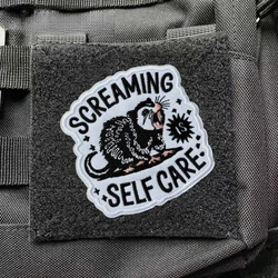 Parche de gambá para cuidado personal, insignia de moral táctica, parches de gancho y bucle bordados para ropa, mochila, pegatina militar