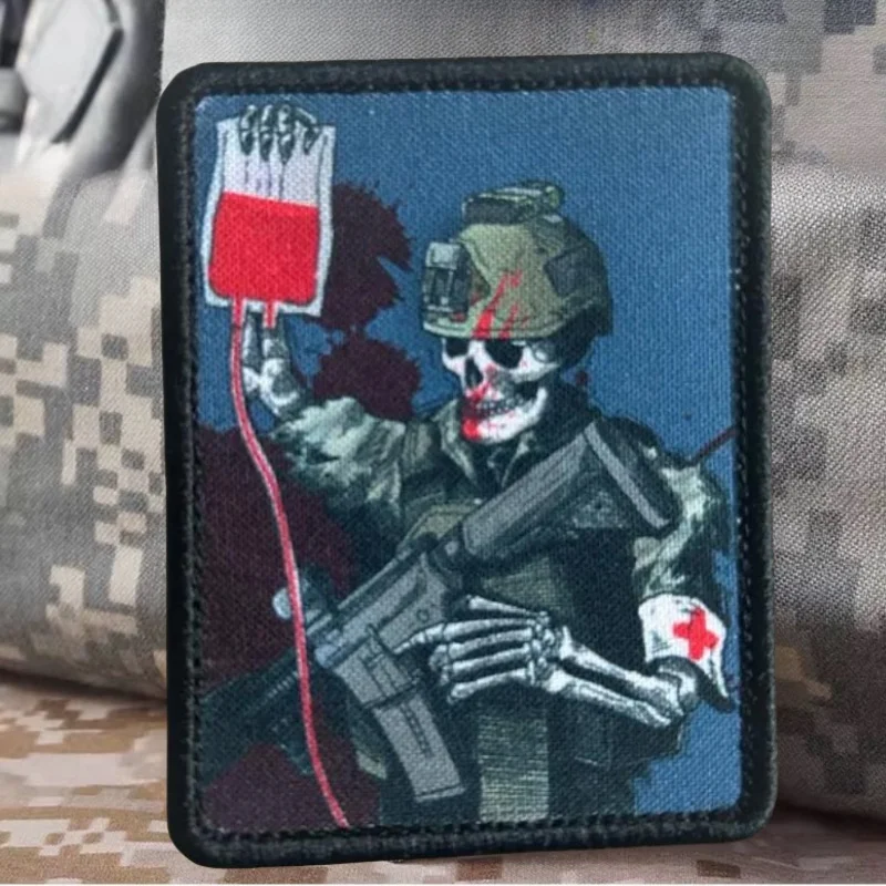 Parche táctico de Chevron con gancho y bucle, insignia de mochila de moral de soldado esqueleto de servicios médicos militares, Ruso - imagen 4