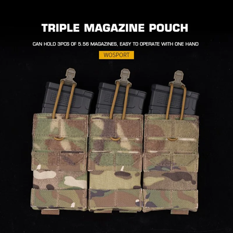 Accesorios tácticos de doble propósito Molle 5.56 Triple Mag Pouch Airsoft - imagen 4