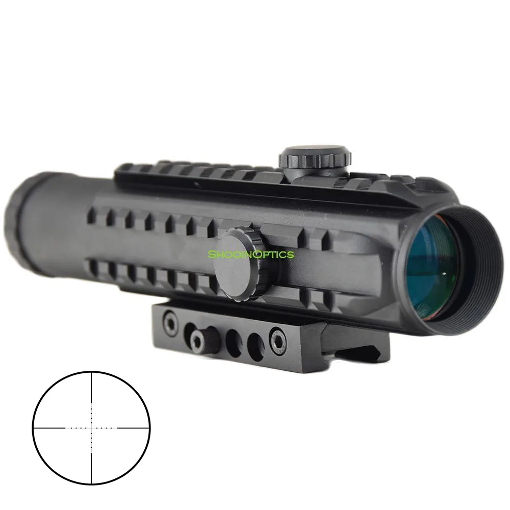 Shooin Optics 4x28 Integrated Scope Ultra Low Base 20mm Mount Fou Hunting Riflescope
