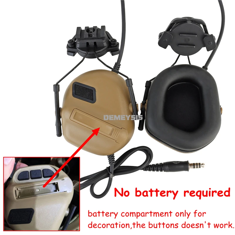 Auriculares tácticos para casco con adaptador de riel rápido, auriculares de comunicación Airsoft, auriculares para caza y tiro al aire libre - imagen 2