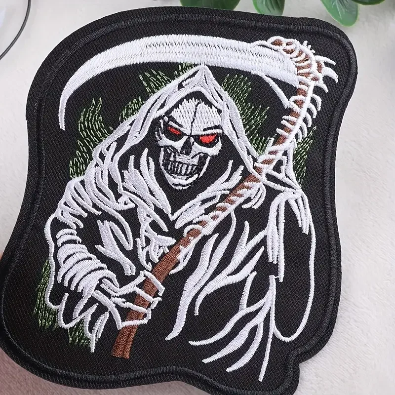 Parche bordado de Grim Reaper, insignia genial para ropa de niños, pegatina fácil de planchar, 1 unidad - imagen 4