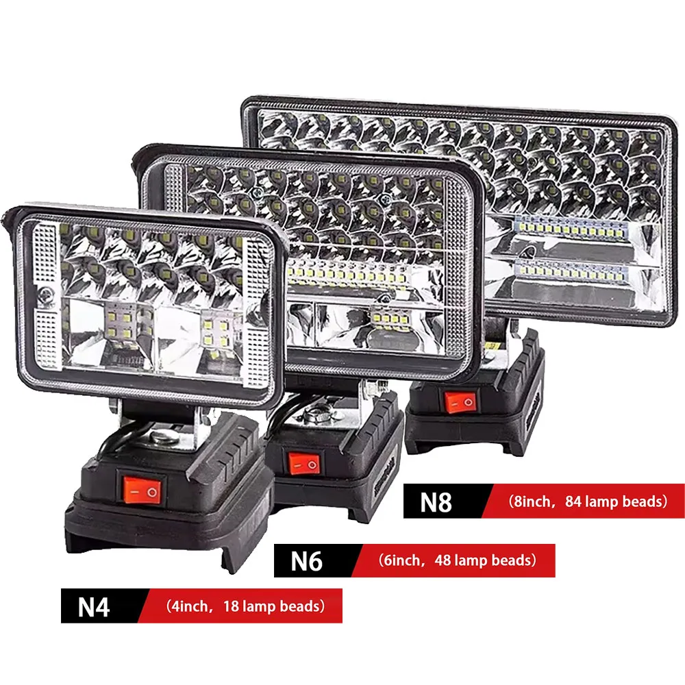 Linterna de emergencia portátil de 4/6/8 pulgadas, lámpara de Camping, trabajo al aire libre, herramienta de emergencia portátil, luz de 18V, batería Makita de iones de litio