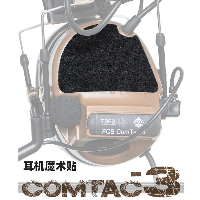 1 par de pegatinas tácticas COMTAC3 con gancho y bucle para auriculares, pegatinas de protección decorativas para auriculares - imagen 3