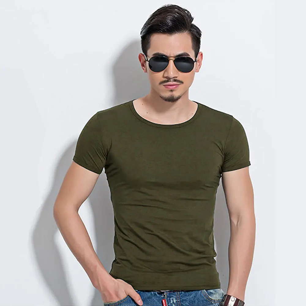 Camiseta de talla grande para hombre, camisa informal de manga corta con cuello redondo, ajustada, de Color sólido, de algodón, transpirable, de marca, Unisex, de verano - imagen 5