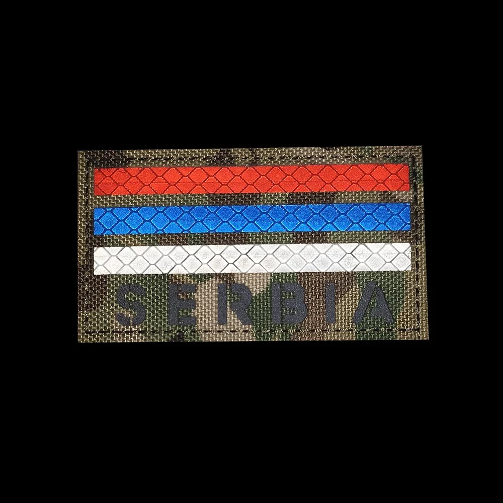 Parches bordados con bandera de Serbia, parche reflectante IR para brazalete con apliques serbianos para ropa con parches militares con gancho y bucle - imagen 4