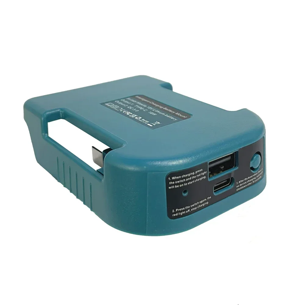 Nuevo soporte de batería con adaptador de cargador USB tipo C QC3.0 para estante de almacenamiento de batería Makita de 18V para dispositivos de fijación - imagen 2