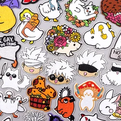 Parche bordado de dibujos animados de Anime para ropa, parche bordado de animales, insignia de rayas para planchar en la ropa