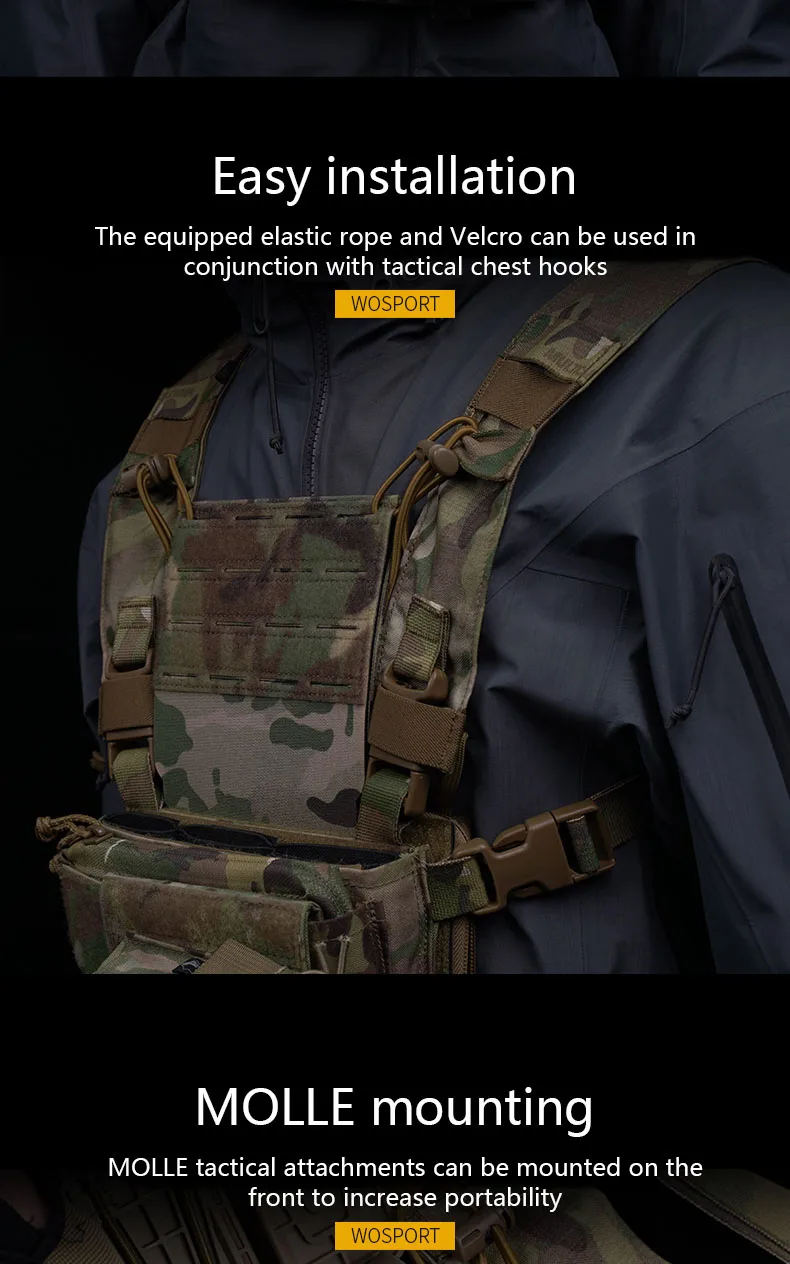 Un chaleco con un patrón de camuflaje y una chaqueta negra