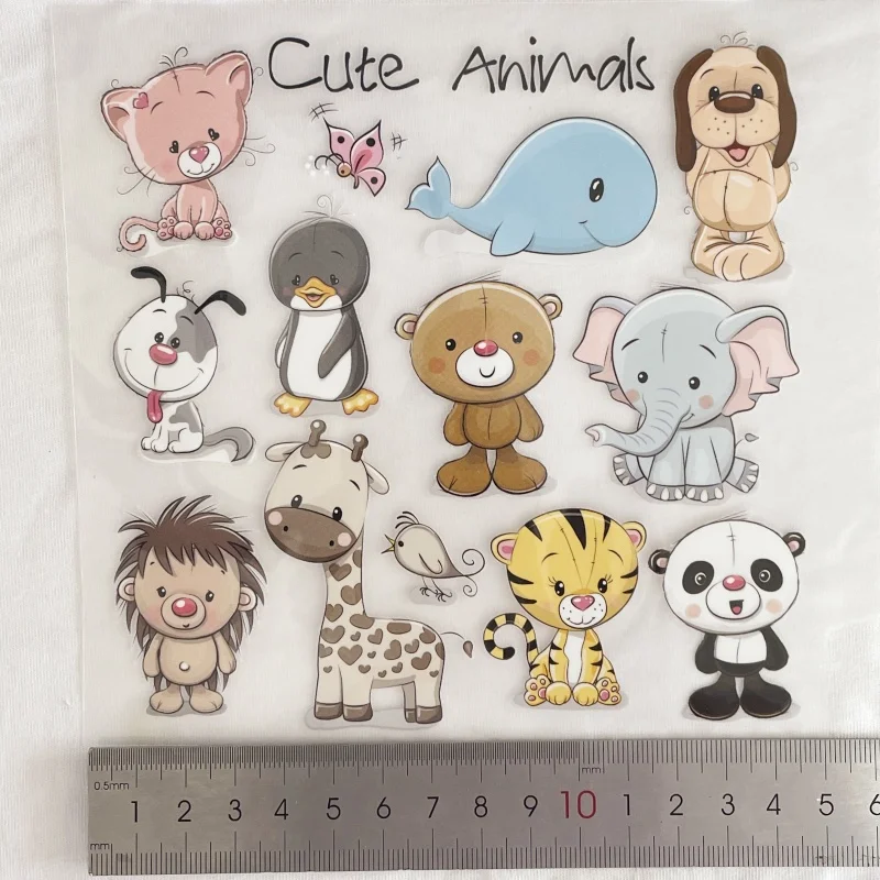 6 ~ 26 unids/set, insignias de animales lindos de dibujos animados pegatinas de transferencia de calor, parches de apliques personalizados termocollants para camisetas, ropa - imagen 3