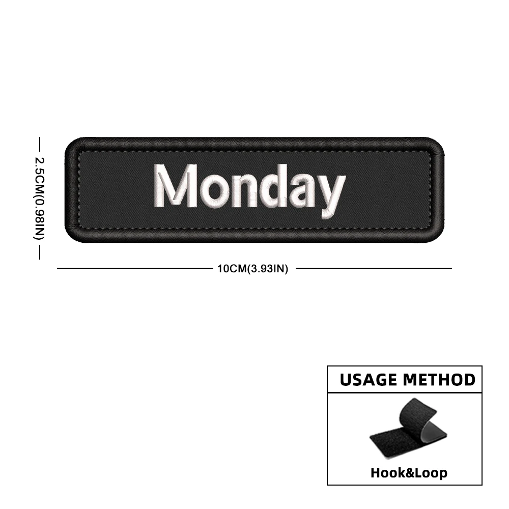 Parches bordados con personalidad de lunes a domingo para ropa, parche para mochila, zapatos deportivos de Anime, insignia con gancho y bucle - imagen 3