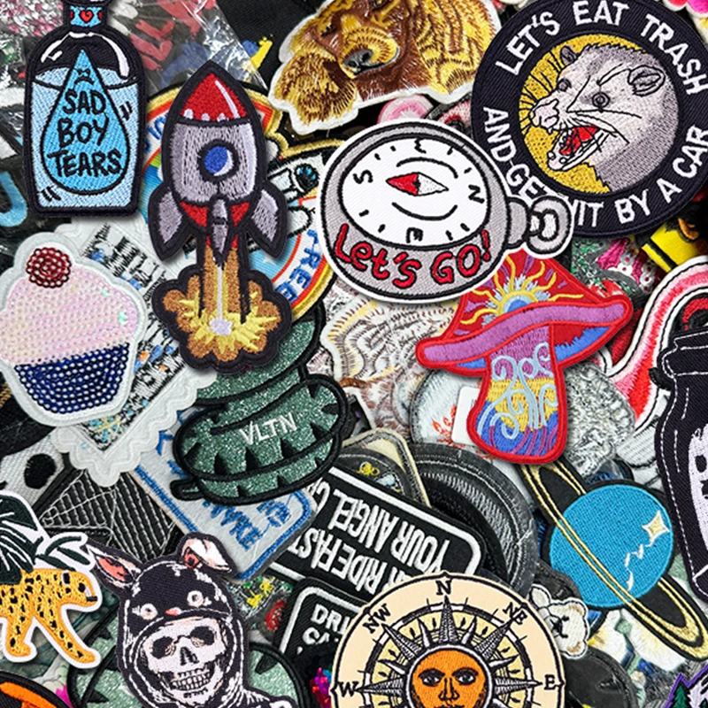 20 piezas de parches bordados mezclados al azar, parches termoadhesivos para planchar DIY para ropa, insignias para chaquetas y ropa - imagen 4