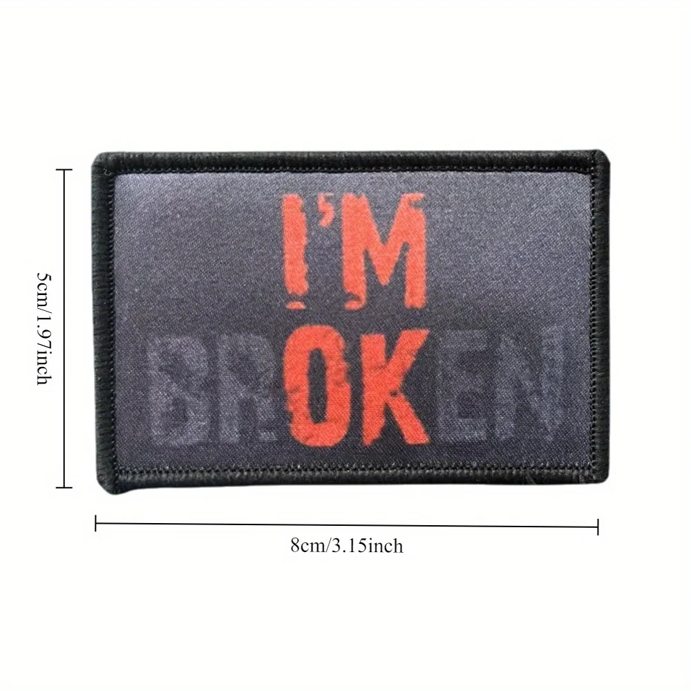 Parches tácticos I'm Broken, insignia de moral divertida con gancho y bucle, brazalete militar, apliques para mochila - imagen 5