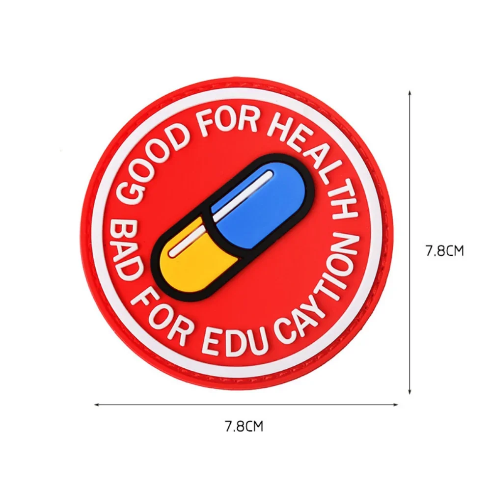 Parches de goma 3D con gancho y bucle que brillan en la oscuridad, insignia de PVC, calcomanía buena para la salud, mala para la Educación, pegatina Punk para chaqueta - imagen 2