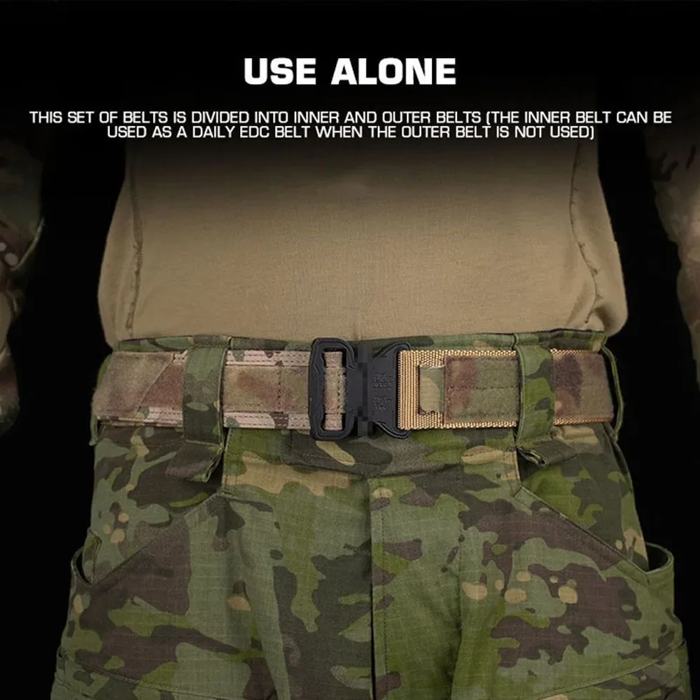 Cinturón táctico PHC para caza, deporte, entrenamiento de combate, cinturón Molle de doble uso, liberación rápida, juego de guerra, Paintball, equipo Airsoft EDC, cinturón para hombres - imagen 4