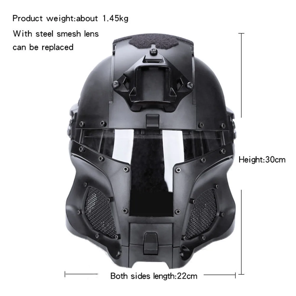 Casco táctico de cobertura completa, protector de Paintball para Airsoft, ajustable, equipo de ciclismo para deportes al aire libre, Guerrero de hierro Medieval - imagen 3
