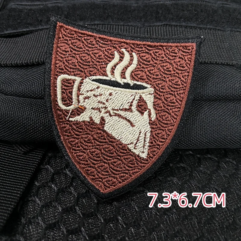 Parches tácticos bordados de calavera de café, Parche de gancho y bucle, insignia de moral Espresso MK2 americana, pegatinas de decoración de mochila DIY - imagen 5