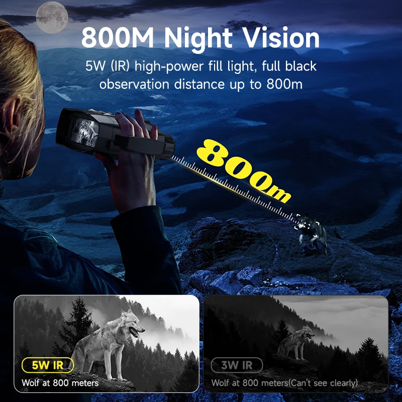 Binoculares de visión nocturna 10X, gafas infrarrojas térmicas de larga distancia de 800M, telescopio óptico Digital 4K para caza en la oscuridad - imagen 2
