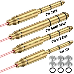 Boresighter de latón con láser rojo. 177/.223Rem/22LR/9mm/.38spl/308Win Cal barril de extremo de mira láser rojo para revólver pistolas Rifle