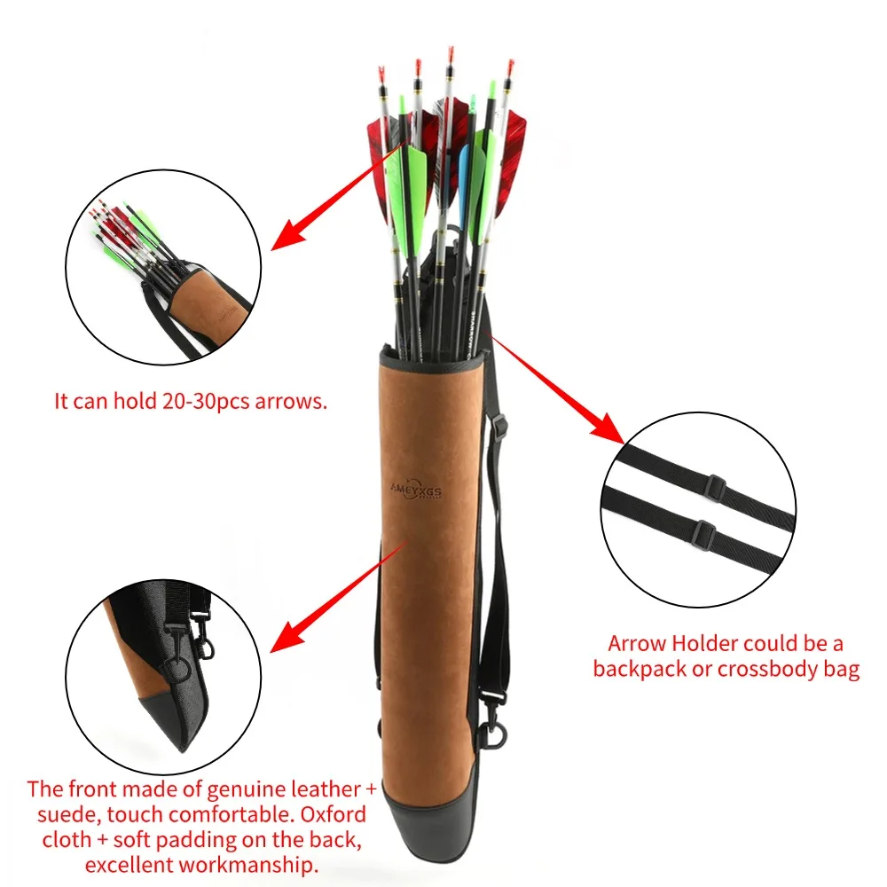 Carcaj de flechas de tiro con arco, hombro ajustable/mochila, soporte de flechas para arco, caza al aire libre, tiro al objetivo, bolsa de almacenamiento de flechas L/RH - imagen 3