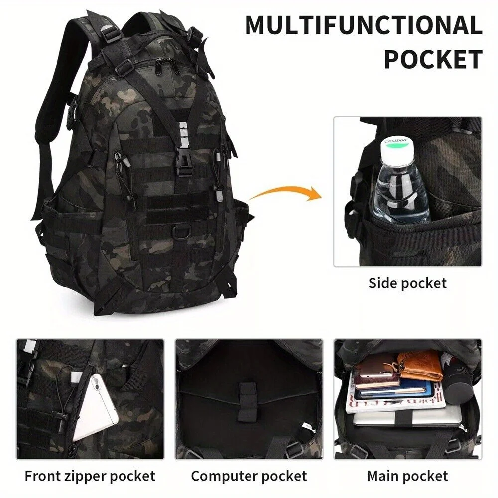Mochila táctica gran capacidad panal 3D acolchada para senderismo - imagen 5