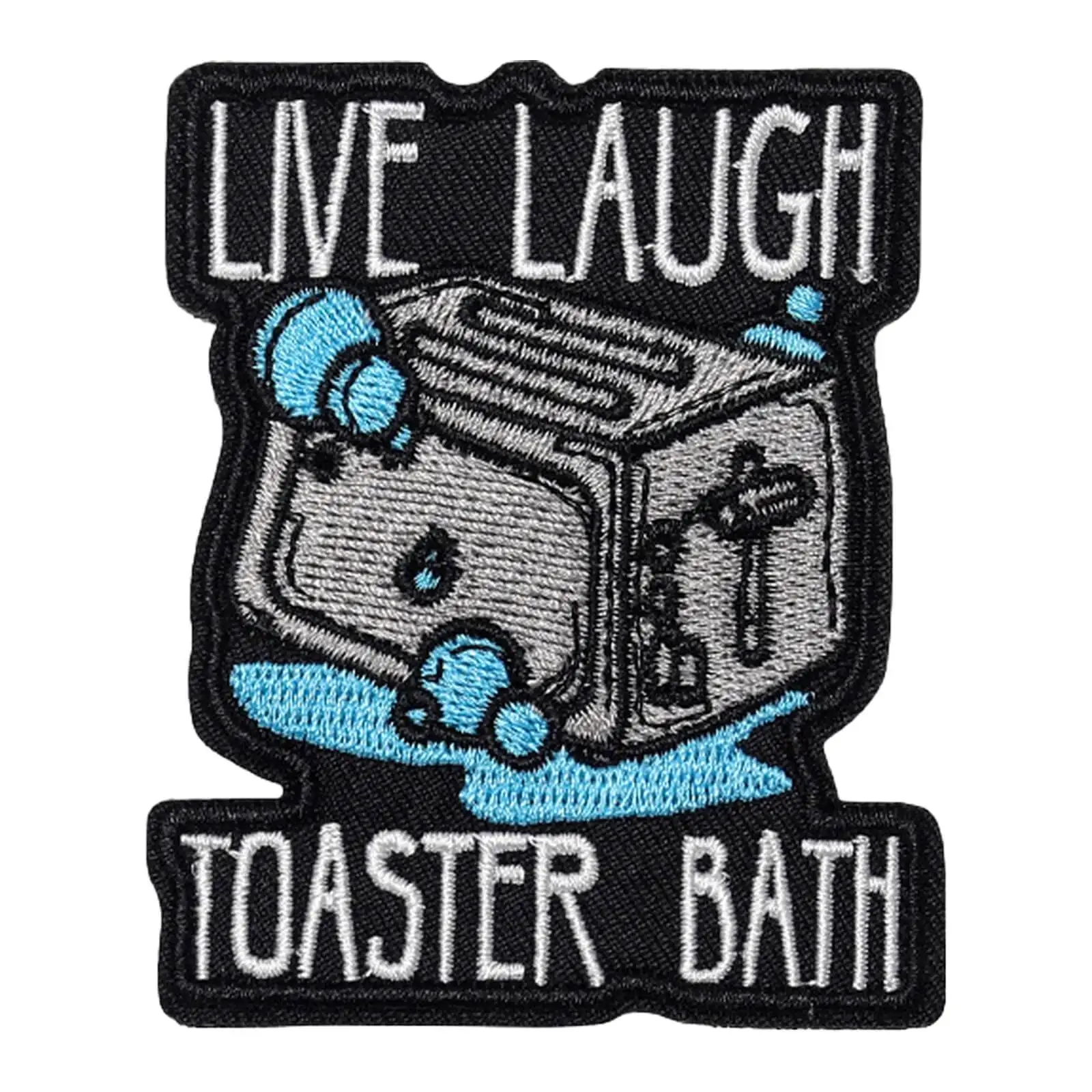 Parche de humor oscuro para baño tostador Live Laugh, insignia bordada con gancho y bucle para bolso, ropa, mochila, chaquetas, sombrero, chaleco Molle