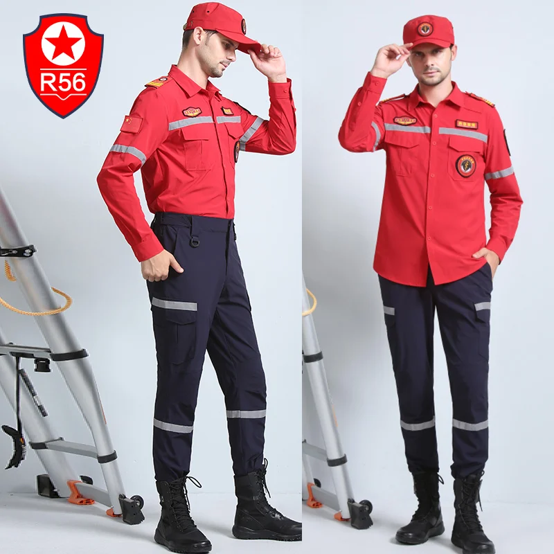 R56 traje de rescate de emergencia de manga larga de secado rápido, conjunto de entrenamiento reflectante de rescate en carretera, alivio de terremotos, nuevo, otoño - imagen 3