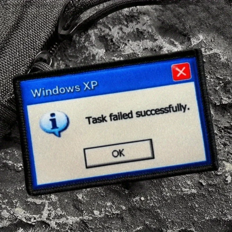 Parche táctico de moral "Task Failed con éxito", sujetador de gancho y bucle, insignia de ventana emergente divertida, brazalete, pegatinas para mochila militar - imagen 3