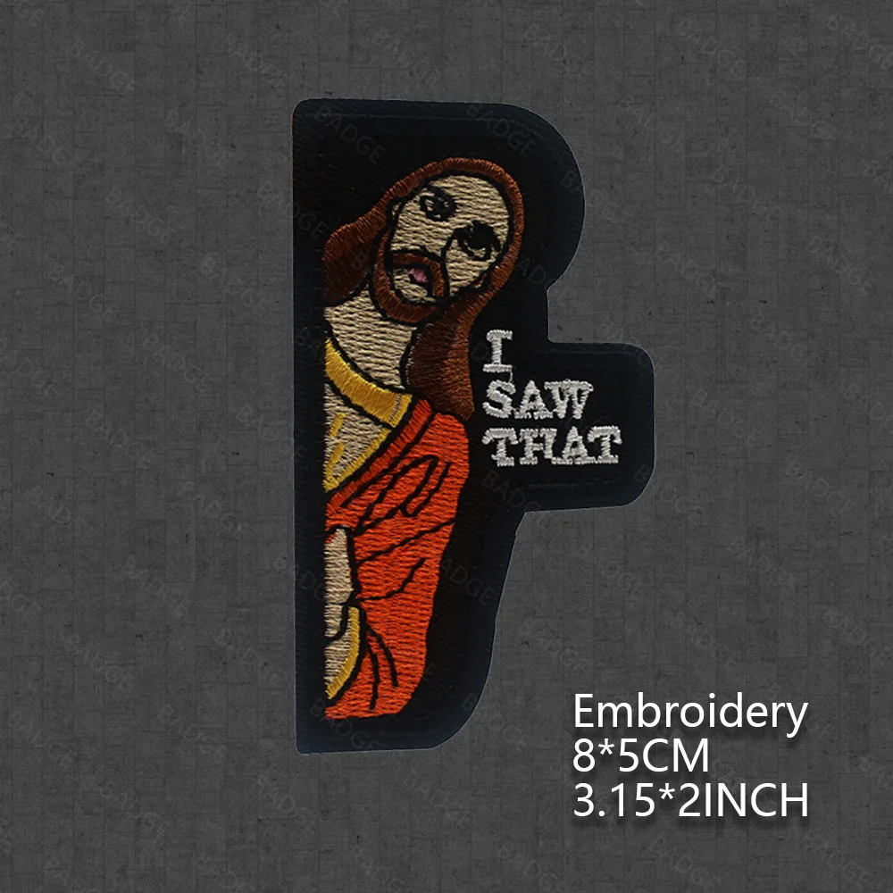 Parche bordado de humor I Saw That Jesus Peek, decoración de parche táctico divertido para mochila, bolso, portaequipajes, mochila escolar - imagen 4