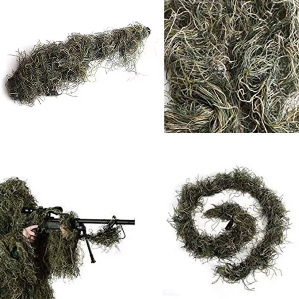 Trajes Ghillie con diseño de hierba verde desierto, envoltura elástica para caza, cubierta de camuflaje para caza en la jungla al aire libre, accesorio de ropa - imagen 2