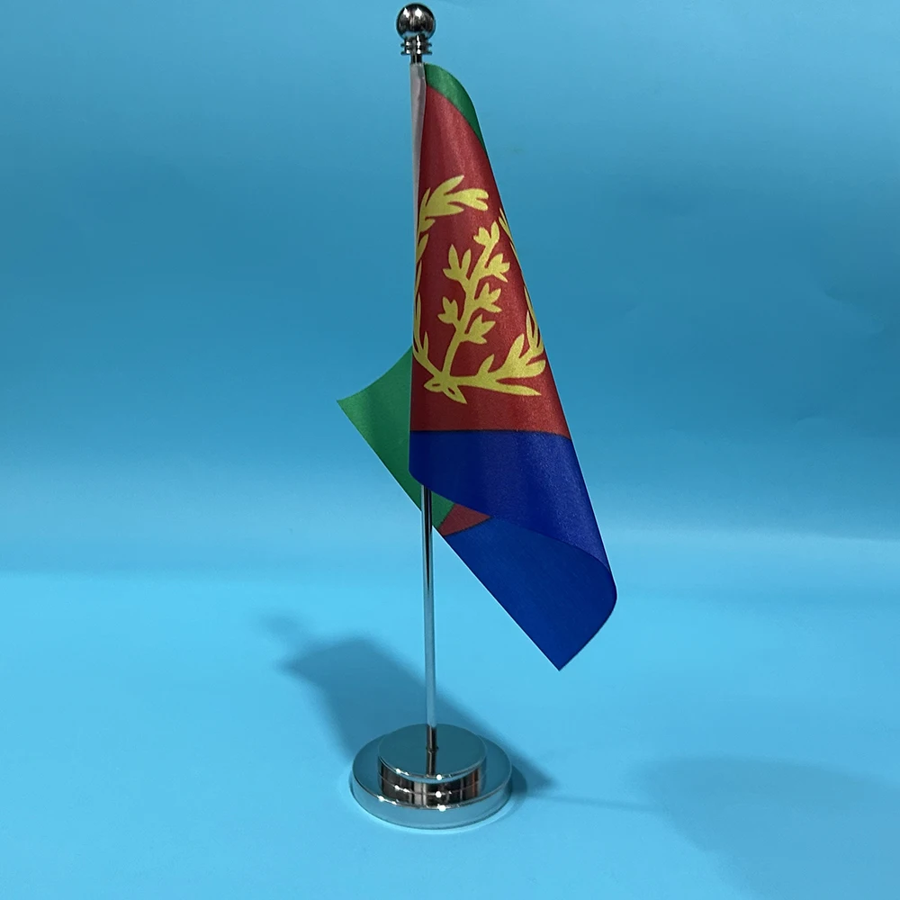 BANDERA DE SKY, bandera de escritorio de oficina de Eritrea, 14x21cm, poliéster, bandera nacional de Eritrea, pancarta de país, adornos de escritorio, banderas - imagen 4
