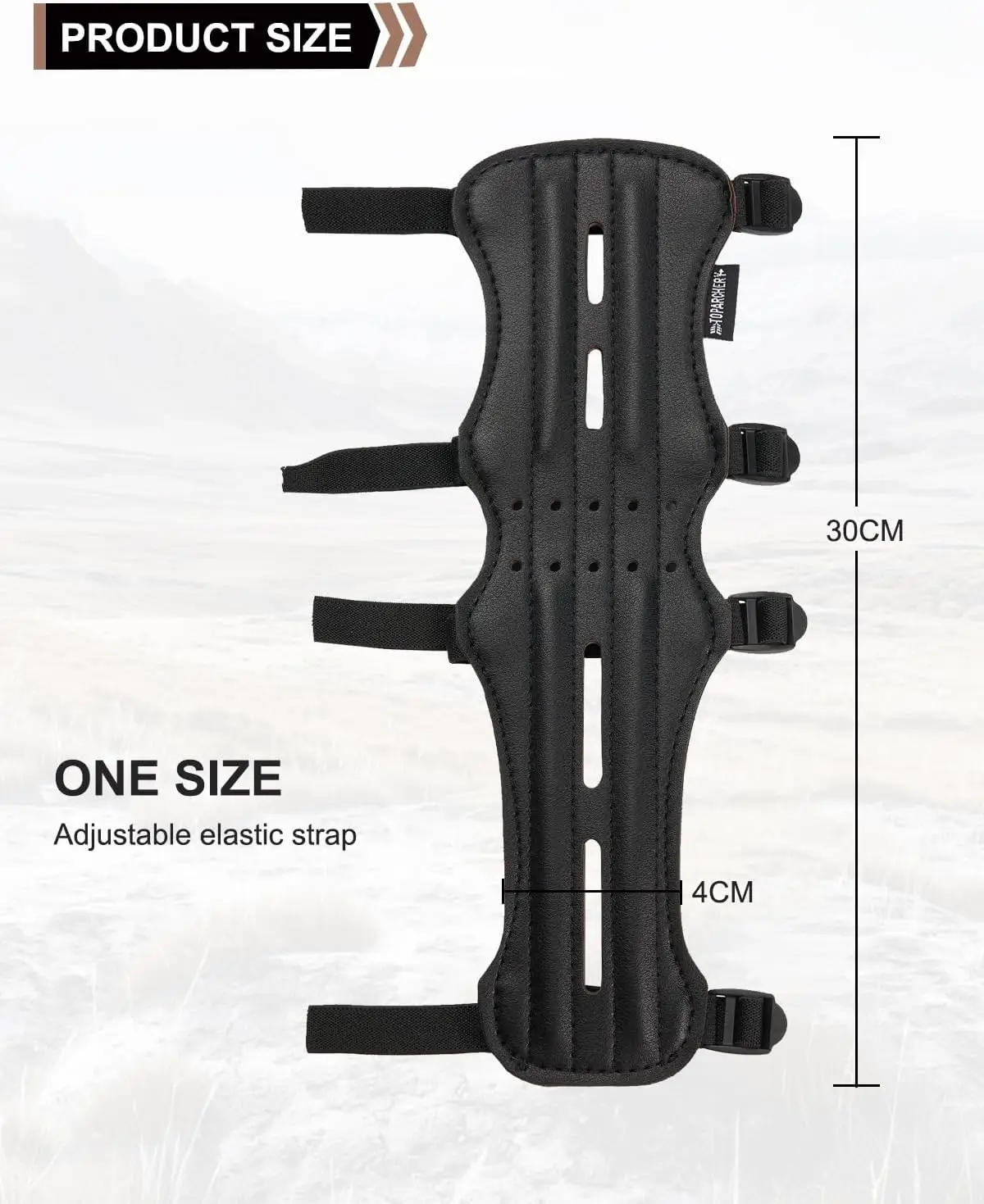 TOPARCHERY protector de brazo de cuero vacuno para caza, correas ajustables - imagen 5